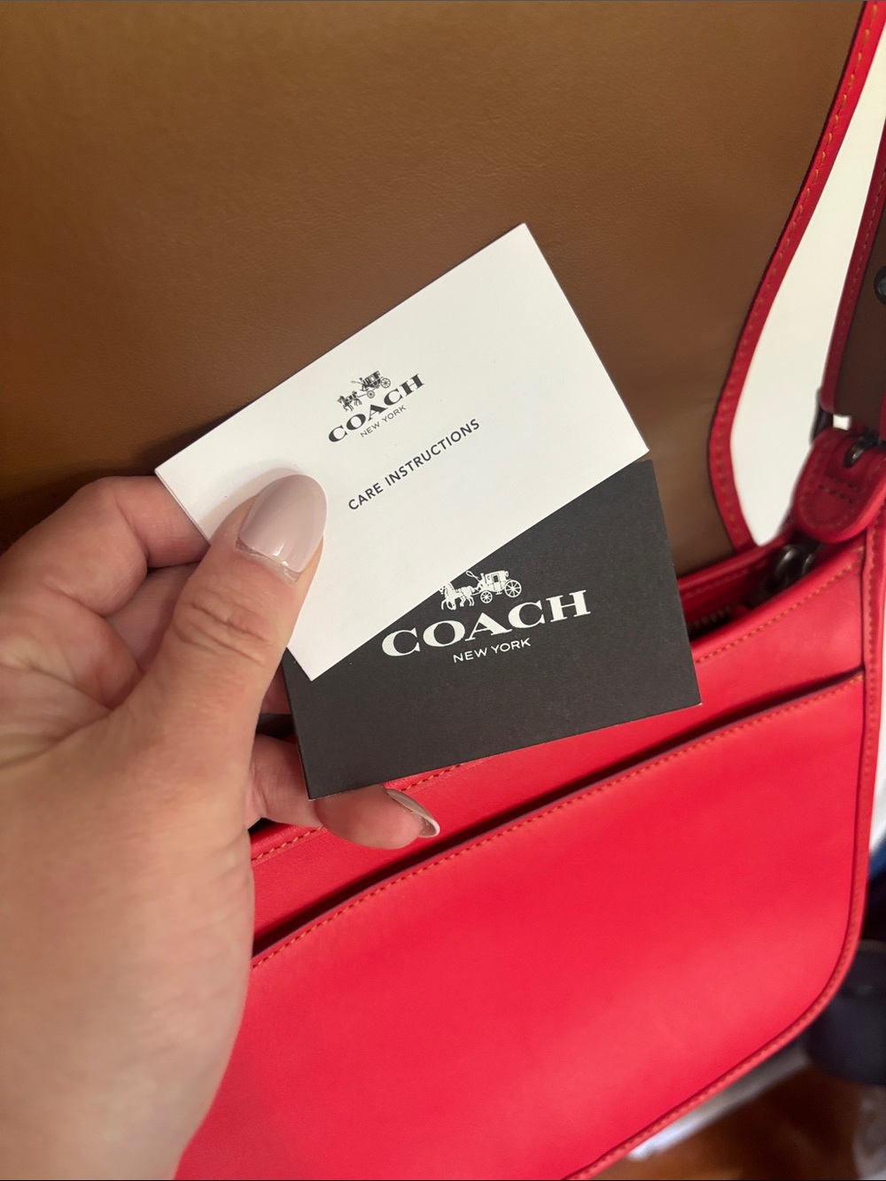 CoachxDisney | Red Leather Crossbody Bag with Embroidered Mickey - Picture 6 of 8